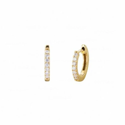 Pre-owned J.o.n 14k Gold Genuine Diamond Huggie Hoop 12mm Earrings Fine Jewelry In White