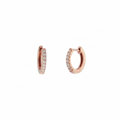 Pre-owned J.o.n 14k Gold Genuine Diamond Huggie Hoop 12mm Earrings Fine Jewelry In White