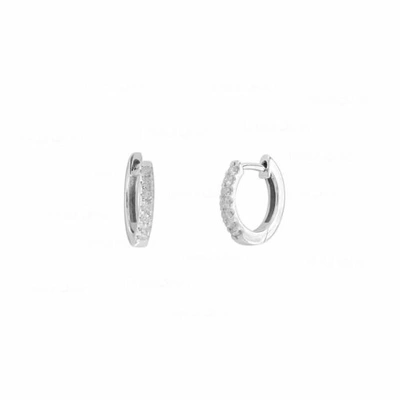 Pre-owned J.o.n 14k Gold Genuine Diamond Huggie Hoop 12mm Earrings Fine Jewelry In White