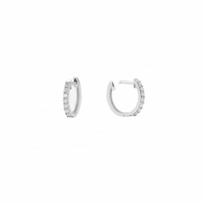 Pre-owned J.o.n 14k Gold Genuine Diamond Huggie Hoop 12mm Earrings Fine Jewelry In White