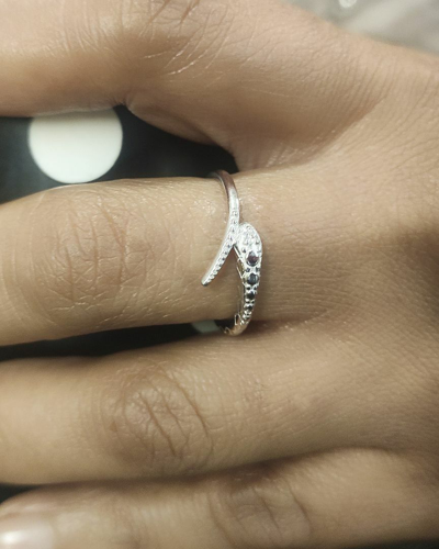 Pre-owned J.o.n 14k Gold 0.02 Ct. Genuine Diamond Snake Serpent Design Ring Fine Jewelry In White