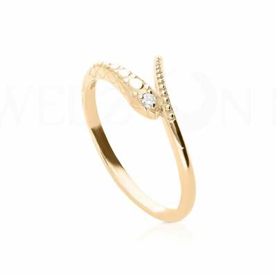 Pre-owned J.o.n 14k Gold 0.02 Ct. Genuine Diamond Snake Serpent Design Ring Fine Jewelry In White