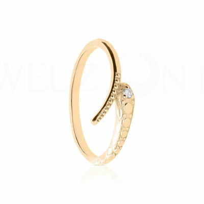 Pre-owned J.o.n 14k Gold 0.02 Ct. Genuine Diamond Snake Serpent Design Ring Fine Jewelry In White