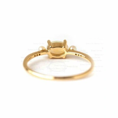 Pre-owned J.o.n 14k Gold Genuine Diamond Opal-pearl Ring Fine Jewelry In Yellow