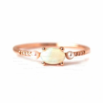 Pre-owned J.o.n 14k Gold Genuine Diamond Opal-pearl Ring Fine Jewelry In Yellow