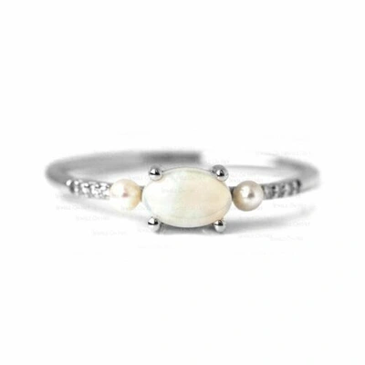 Pre-owned J.o.n 14k Gold Genuine Diamond Opal-pearl Ring Fine Jewelry In Yellow