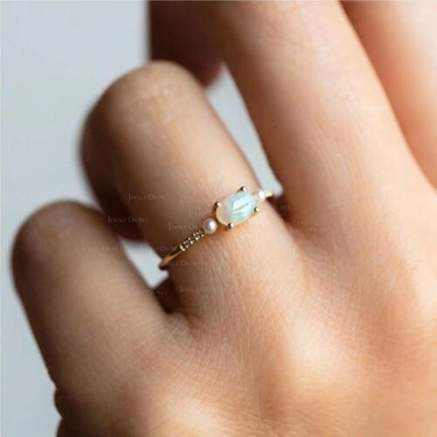 Pre-owned J.o.n 14k Gold Genuine Diamond Opal-pearl Ring Fine Jewelry In Yellow