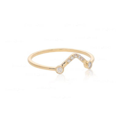 Pre-owned J.o.n 14k Gold 0.09 Ct. Genuine Diamond Minimalist Stacking Ring Fine Jewelry In White