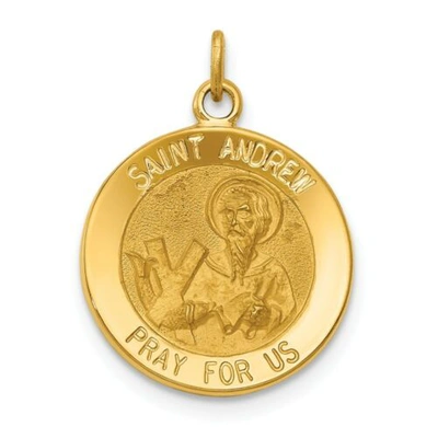 Pre-owned Goldia 14k Yellow Gold Polished Saint Andrew "pray For Us" Religious Medal Charm