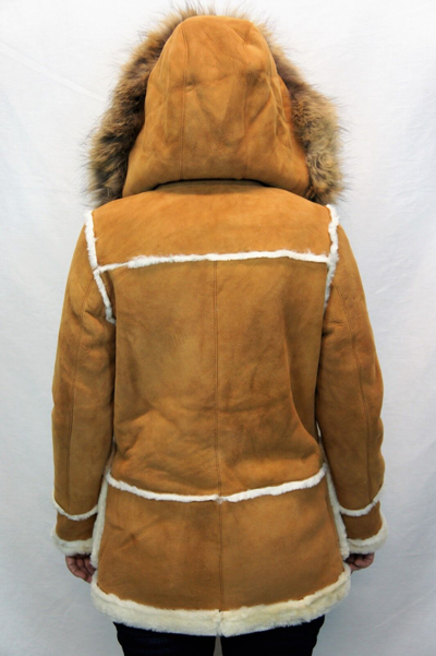 Pre-owned Victoria Cognac 100% Sheepskin Shearling Suede Leather Marlboro Parka Coat Jacket Xs-5xl In Brown