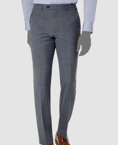 Pre-owned Lauren Ralph Lauren $640 Ralph Lauren Mens Gray Blue Plaid Classic-fit 2-piece Suit Jacket Pants 42r