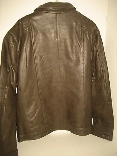 Pre-owned Emanuel Ungaro $595  Mens 2xl Brown Green Leather Motorcycle Leather Jacket