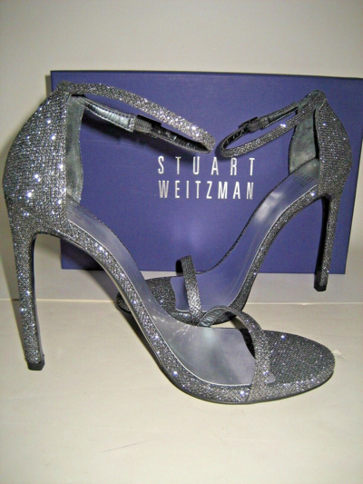 Pre-owned Stuart Weitzman $415  Us 8.5 M Nudist Open-toe Dress Sandals High Heels Shoes In Silver
