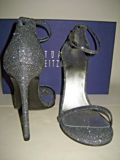 Pre-owned Stuart Weitzman $415  Us 8.5 M Nudist Open-toe Dress Sandals High Heels Shoes In Silver