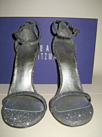 Pre-owned Stuart Weitzman $415  Us 8.5 M Nudist Open-toe Dress Sandals High Heels Shoes In Silver