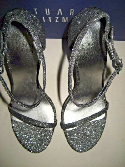 Pre-owned Stuart Weitzman $415  Us 8.5 M Nudist Open-toe Dress Sandals High Heels Shoes In Silver
