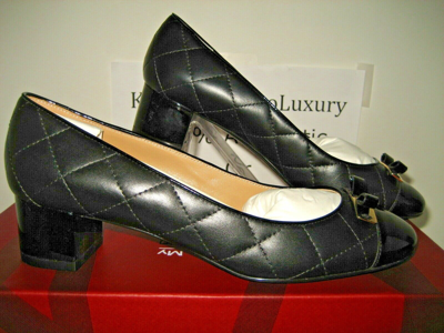 Pre-owned Ferragamo $525 Salvatore  My Quilted Black Leather Heel Pumps Shoes Us 7.5, 8