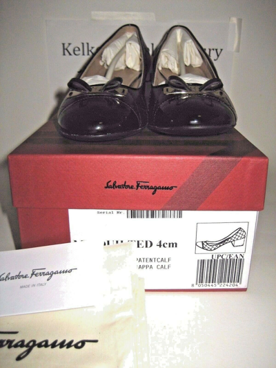 Pre-owned Ferragamo $525 Salvatore  My Quilted Black Leather Heel Pumps Shoes Us 7.5, 8