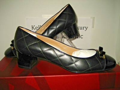 Pre-owned Ferragamo $525 Salvatore  My Quilted Black Leather Heel Pumps Shoes Us 7.5, 8