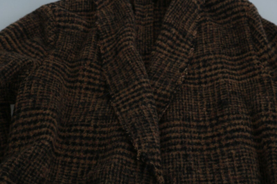 Pre-owned Dolce & Gabbana Jacket Wrap Brown Checkered Wool Robe Coat It46 / Us36 / S $2600