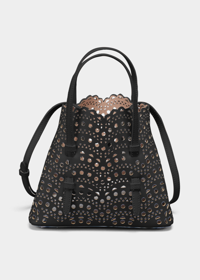 Shop Alaïa Mina Mini Cutout Top Handle Bag In Black
