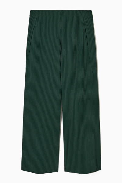 Shop Cos Pleated Elasticated Trousers In Green