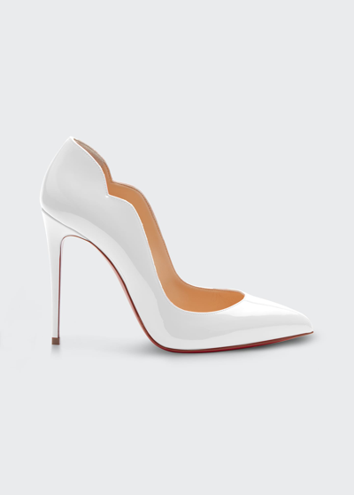 Shop Christian Louboutin Hot Chick 100 Patent Red Sole High-heel Pumps In White
