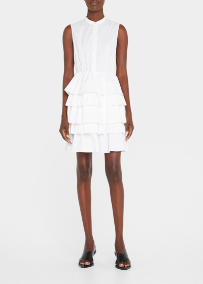 Shop Jason Wu Ruffle Tiered Poplin Mini Dress In White