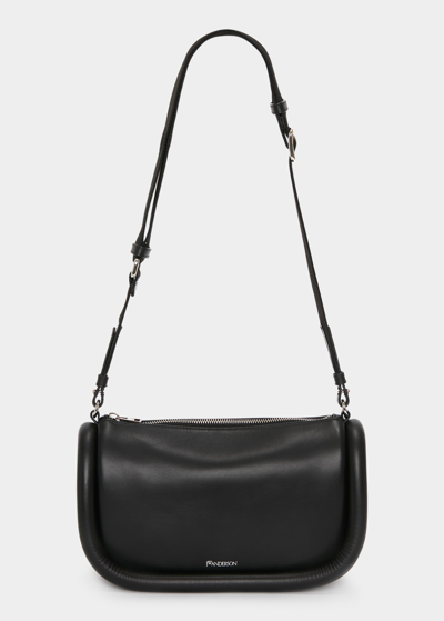 Shop Jw Anderson Bumper Zip Leather Shoulder Bag In 999 Black