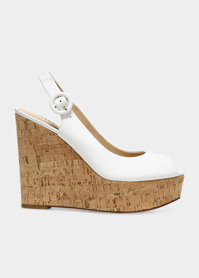 Shop Veronica Beard Dali Cork Wedge Slingback Sandals In Coconut-fa-100
