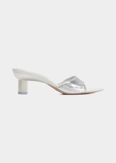 Shop 3.1 Phillip Lim / フィリップ リム Verona Metallic Kitten-heel Mule Sandals In Silver