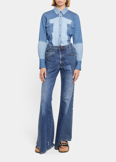 Shop Gabriela Hearst Foster Contrast Stitch Jeans In Medium/dark Wash