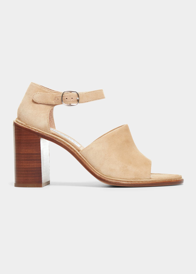 Shop Gabriela Hearst Beau Suede Ankle-strap Sandals In Beige