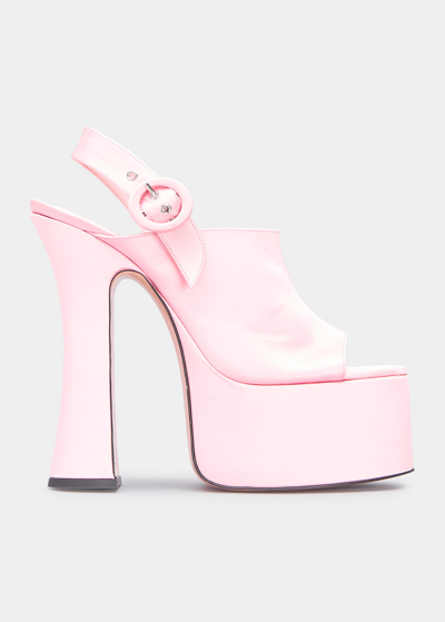 Shop Piferi Satin Slingback Platform Sandals In Pink