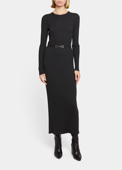Shop Gabriela Hearst Luisa Belted Maxi Dress In Charcoal