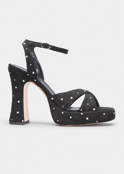 Shop Piferi Miranda Crystal Vegan Ankle-strap Sandals In Black/silver