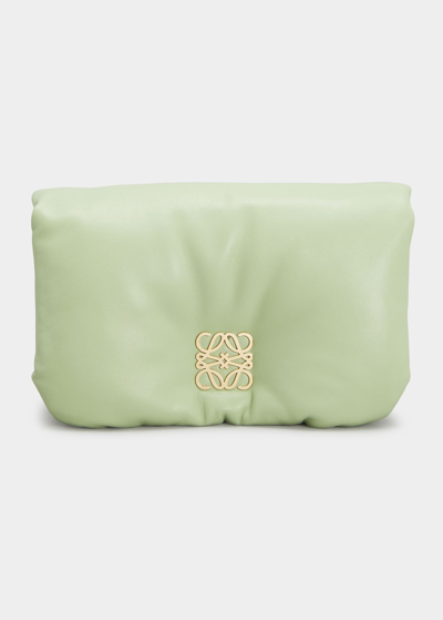 Shop Loewe Goya Puffer Mini Lambskin Shoulder Bag In Pale Green
