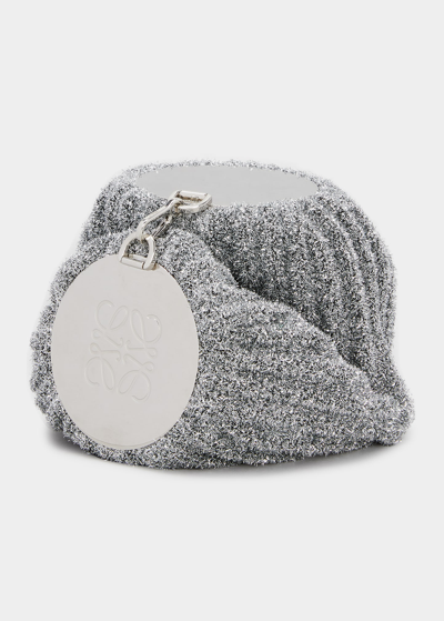 Shop Loewe Sparkle Bracelet Pouch Shoulder Bag In Silver