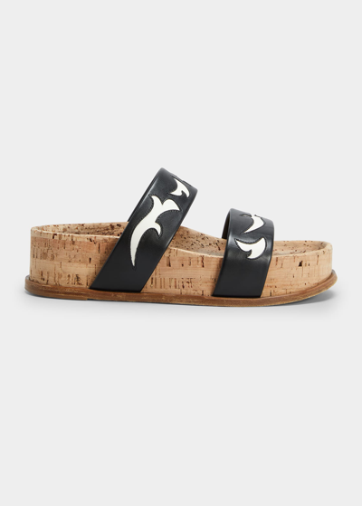 Shop Gabriela Hearst Leather Striker Cork Platform Sandals In Black