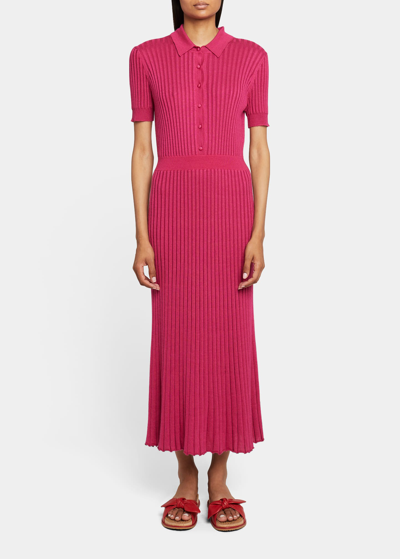 Shop Gabriela Hearst Amor Ribbed Midi Dress In Fuchsia