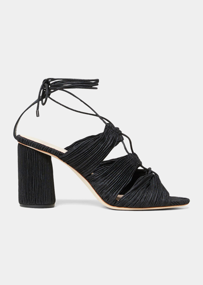 Shop Loeffler Randall Teresa Pleated Lace-up Sandals In Black