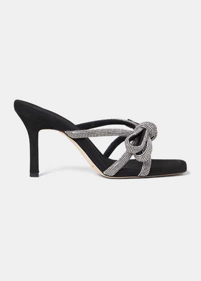 Shop Loeffler Randall Margi Crystal Knot Mule Sandals In Black