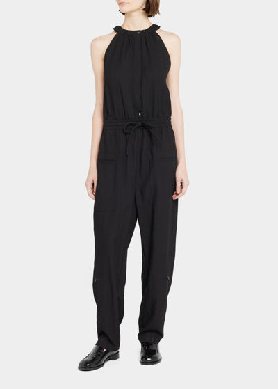 Shop Proenza Schouler White Label Drapey Suiting Sleeveless Jumpsuit In Black