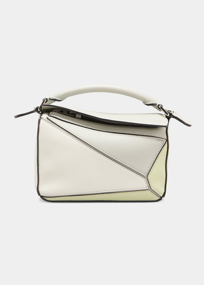 Shop Loewe Puzzle Colorblock Mini Satchel Bag In Grey/celadon
