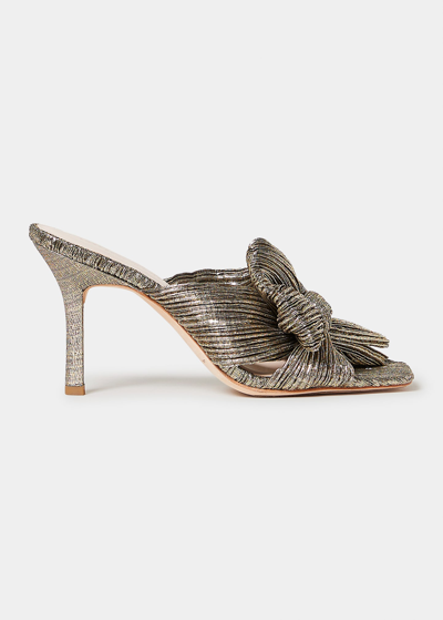 Shop Loeffler Randall Claudia Silk Bow Mule Sandals In Gold