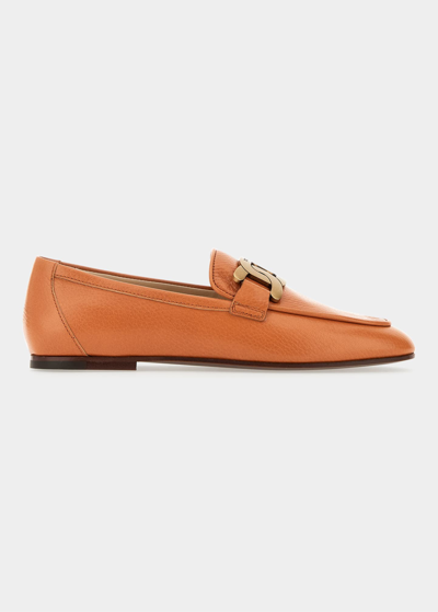 Shop Tod's Kate Leather Chain Loafers In Dk Yellow