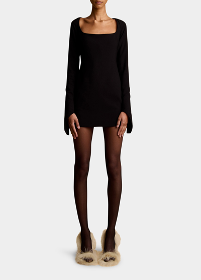 Shop Khaite Tate Mini Dress In Black
