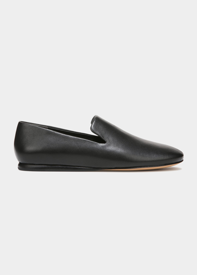 Shop Vince Demi Leather Flat Loafers In Black