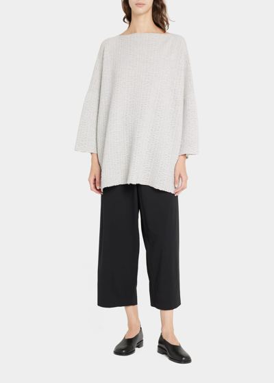 Shop Eskandar Square 3/4-sleeve Cashmere Top (long Length) In Cloud