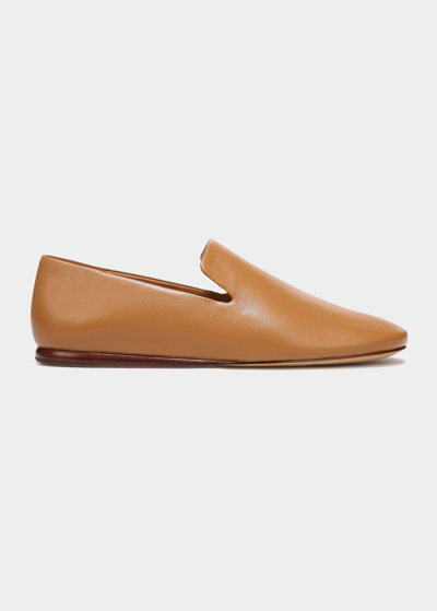 Shop Vince Demi Leather Flat Loafers In Tan